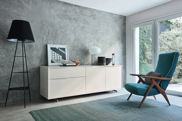 Madia Vela 02 in laccato Magnolia di Sangiacomo