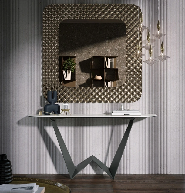 Mobile ingresso Consolle Reverse con top in gres porcellanato di Tonin Casa