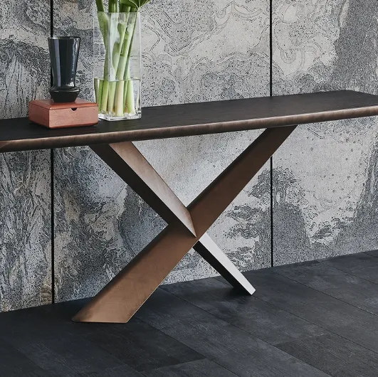 Consolle con piano in legno massello e acciaio Terminal Wood-C di Cattelan Italia