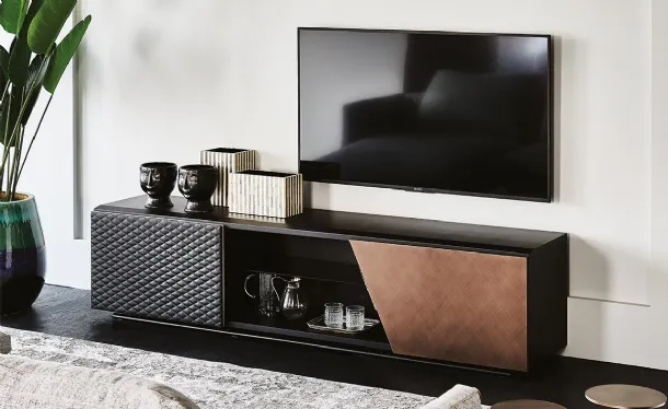 Mobile Porta Tv Aston in legno ed ecopelle di Cattelan Italia