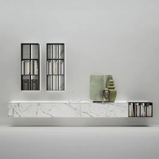 Parete Attrezzata in gres Moduli componibili con luci di Caccaro