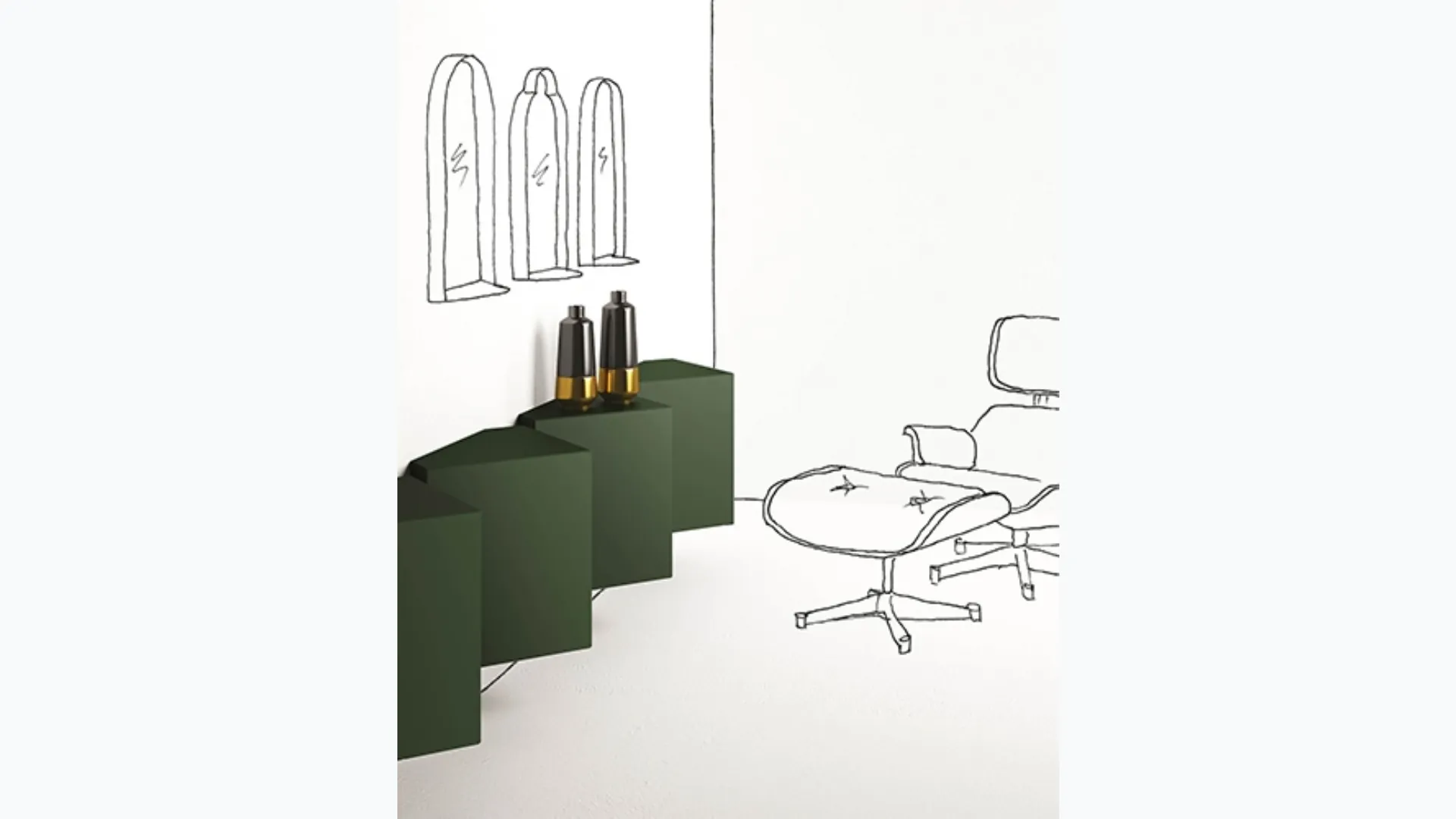 Mobile sospeso Ang laccato Verde di Minotti Italia
