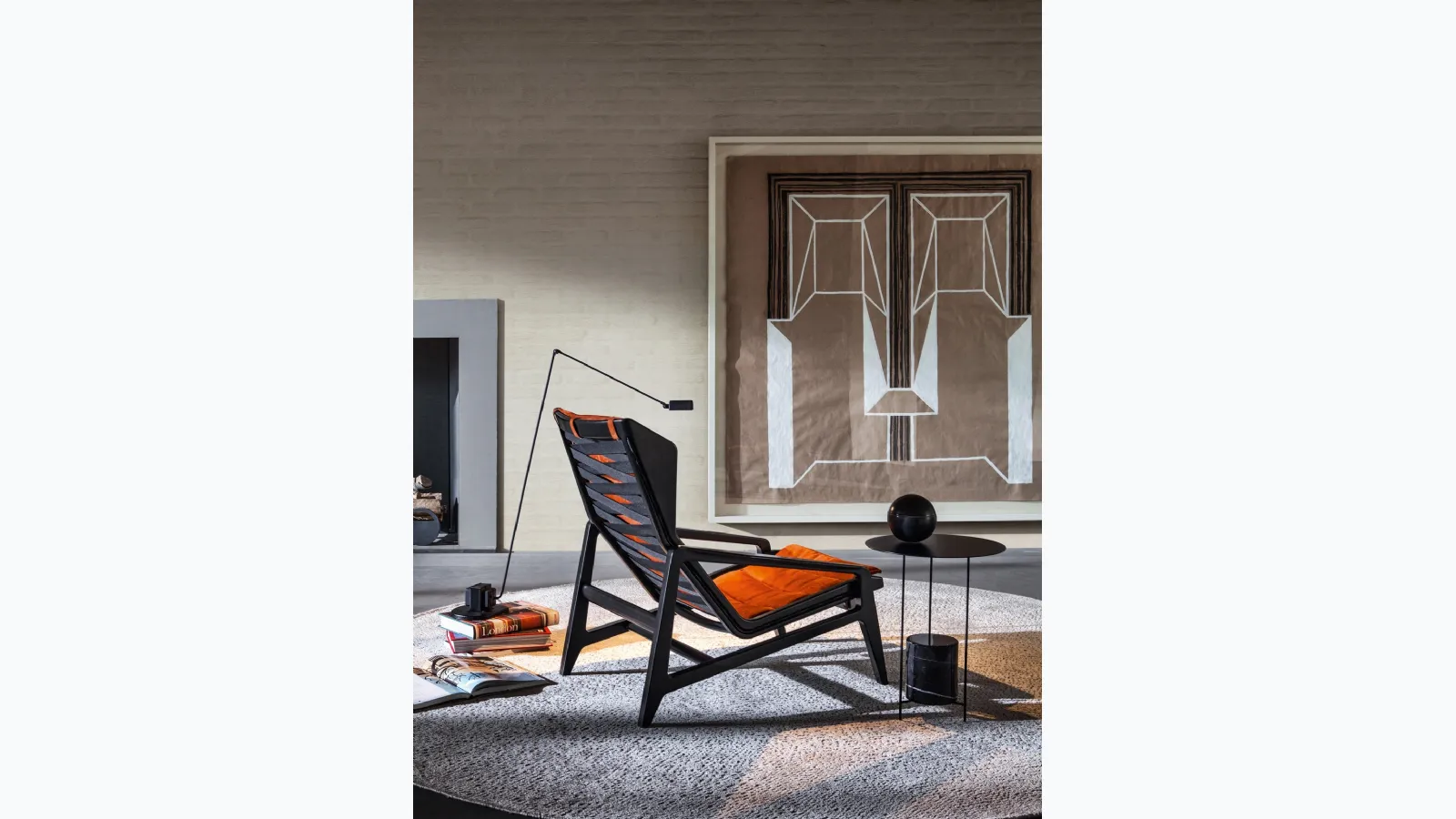 Poltrona di design D-156-3 in tessuto con struttura in legno di Molteni & C
