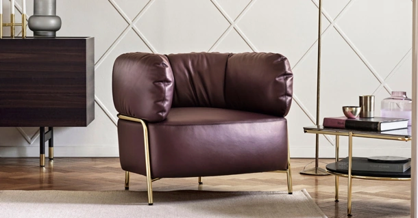 Poltroncina in pelle Quadrotta di Calligaris