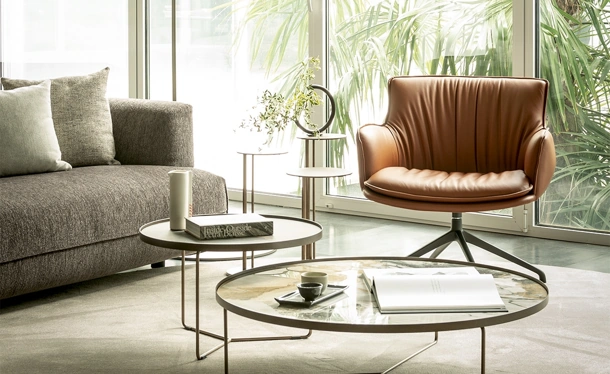 Poltroncina in pelle Rhonda Lounge di Cattelan Italia