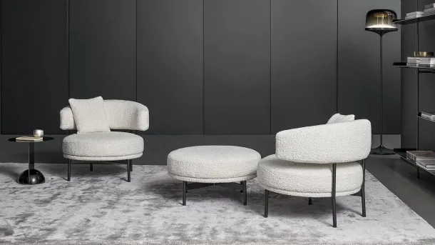 Poltrona in tessuto Platner Easy Chair and Ottoman di Knoll