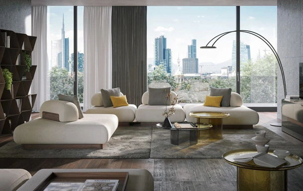 Divano modulare con penisola Domus di Tonin Casa