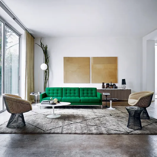 Divano lineare in tessuto Bianco Florence Knoll Collection di Knoll