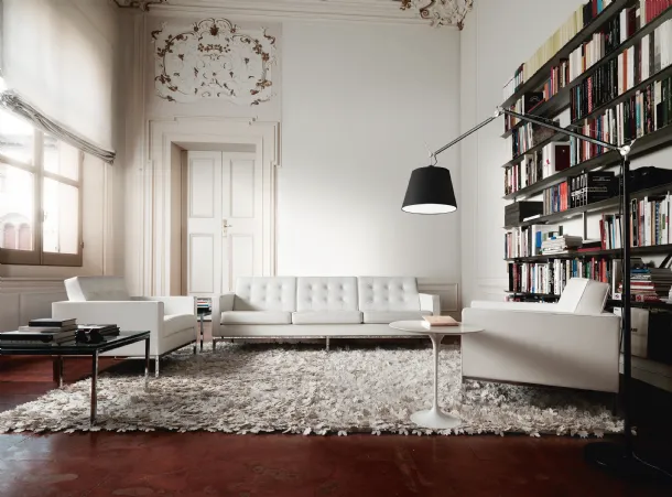 Divano lineare in pelle Florence Knoll Lounge Seating di Knoll