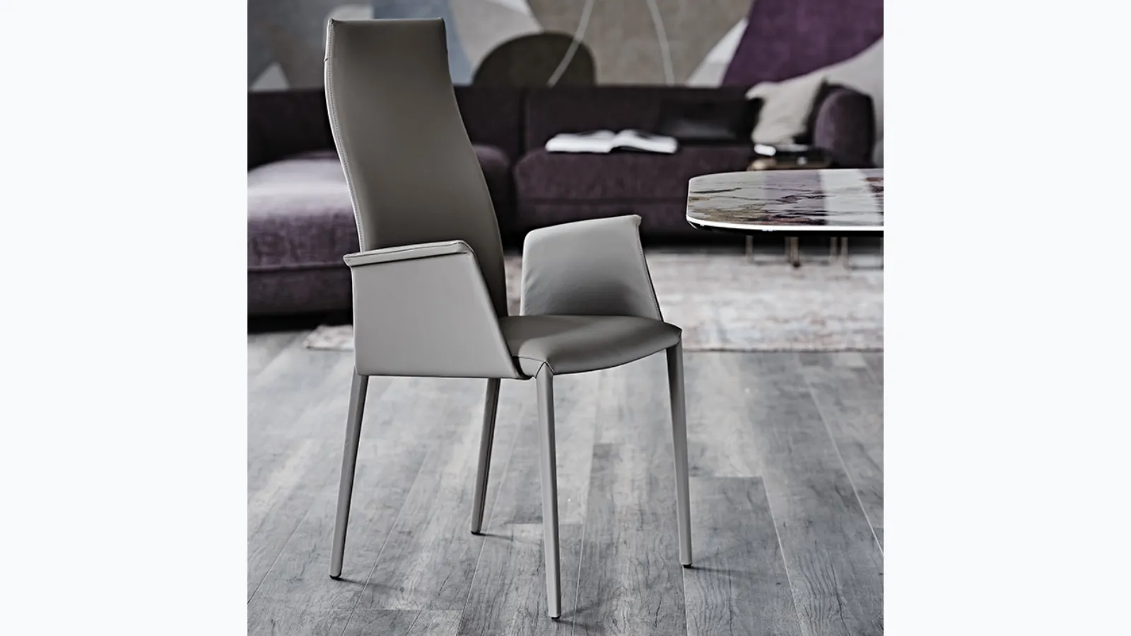 Sedia in pelle senza braccioli Norma di Cattelan Italia