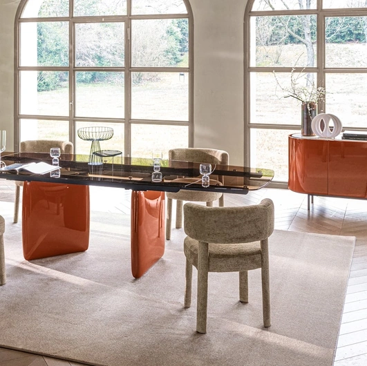 Sedia rivestita in tessuto Glen Soft di Calligaris