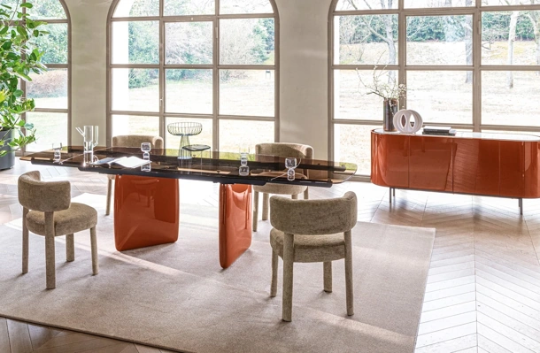 Sedia rivestita in tessuto Glen Soft di Calligaris