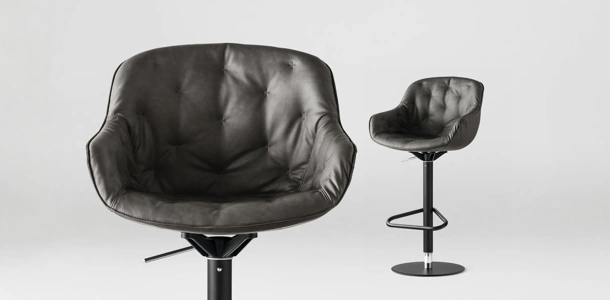 Sgabello in pelle Igloo di Calligaris