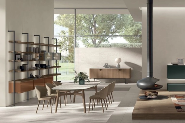 Sedia Meryl in tessuto e legno di Tomasella