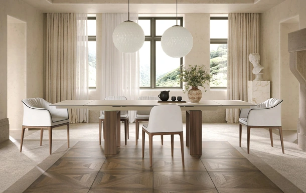 Tavolo Brooklyn in gres Travertino di Tonin Casa