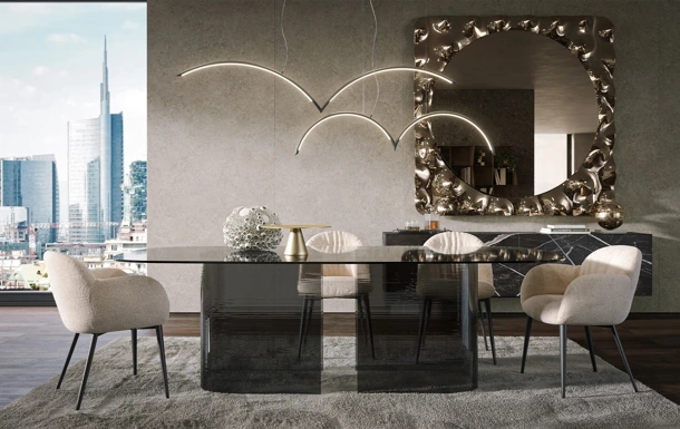 Tavolo in vetro Millerighe di Tonin Casa