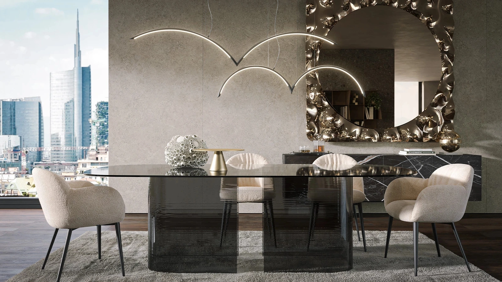 Tavolo in vetro Millerighe di Tonin Casa