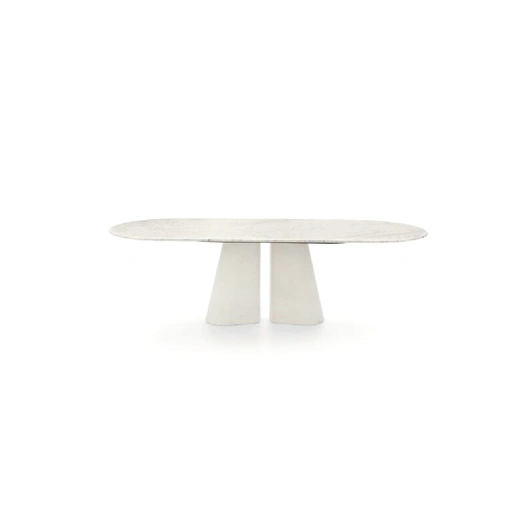 Tavolo ovale Pillar in marmo e cemento di Ditre Italia
