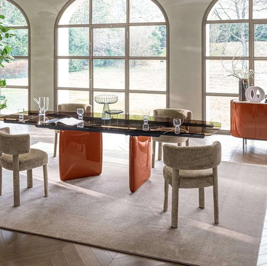 Tavolo allungabile Riverstone in vetro di Calligaris