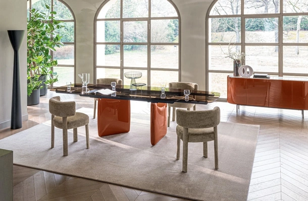 Tavolo allungabile Riverstone in vetro di Calligaris