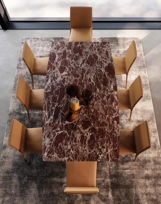 Tavolo Tailor in ceramica Rosso Imperiale di Presotto