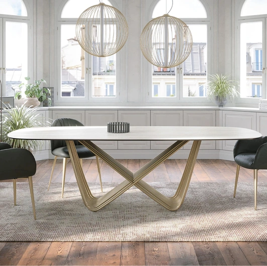 Tavolo Tenso con top in gres travertino di Tonin Casa