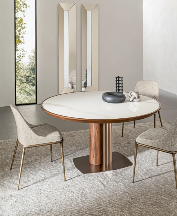 Tavolo Tower in legno e ceramica di Riflessi