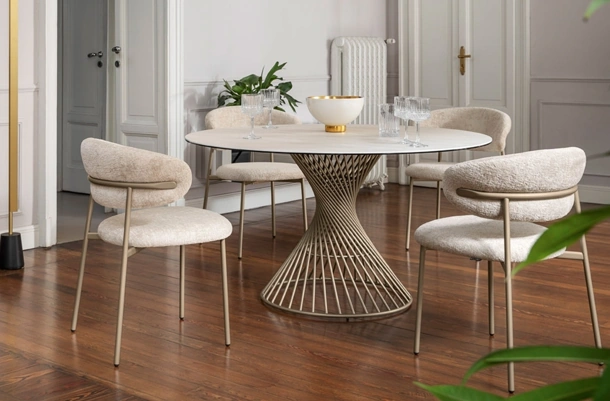 Tavolo rotondo in ceramica Vortex di Calligaris