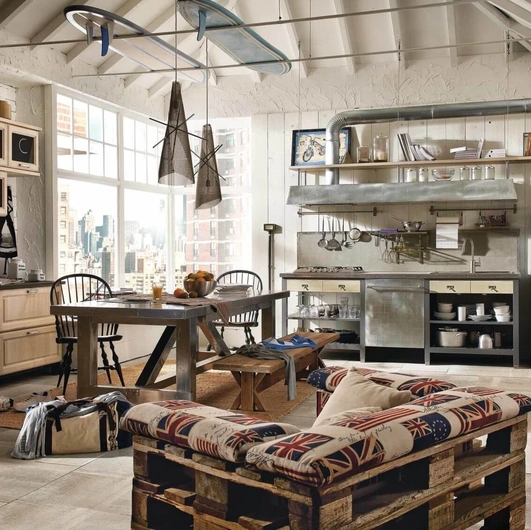 Cucina Classica lineare 1956 in acciaio e legno di Marchi