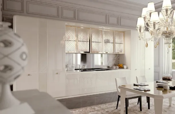 Cucina Classica lineare in laccato lucido e vetro Bellagio 05 di Scic