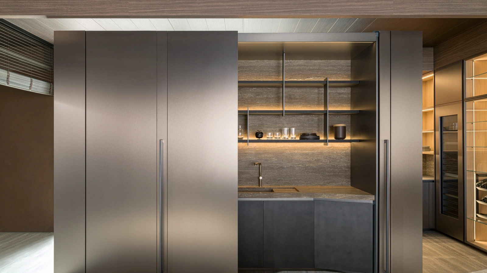 Cucina Design Tivalì 2|0 By Yabu Pushelberg in laccato Antracite di Molteni & C