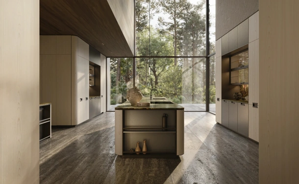 Cucina Design Physis in laccato Peltro e Rovere di Molteni & C