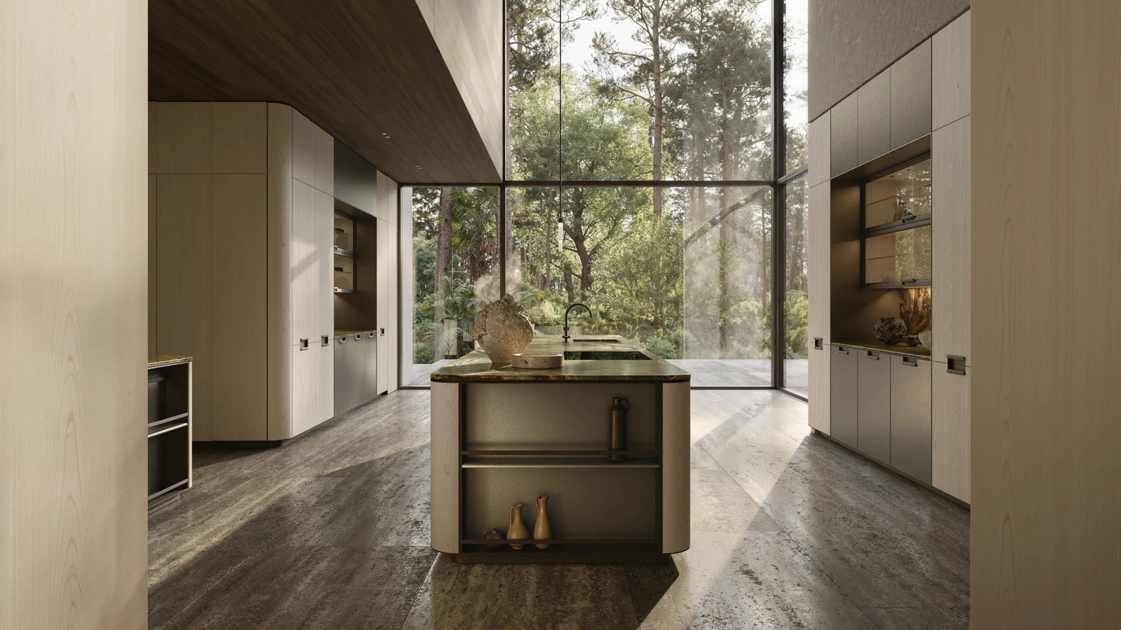 Cucina Design Physis in laccato Peltro e Rovere di Molteni & C