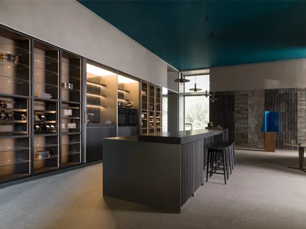 Cucina Design con isola Ratio Frassino Nero di Molteni & C