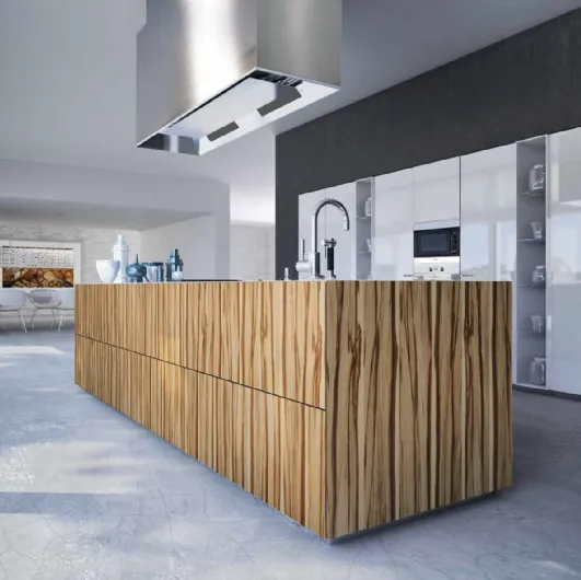 Cucina Design con isola Monolite Desert Wood di Scic