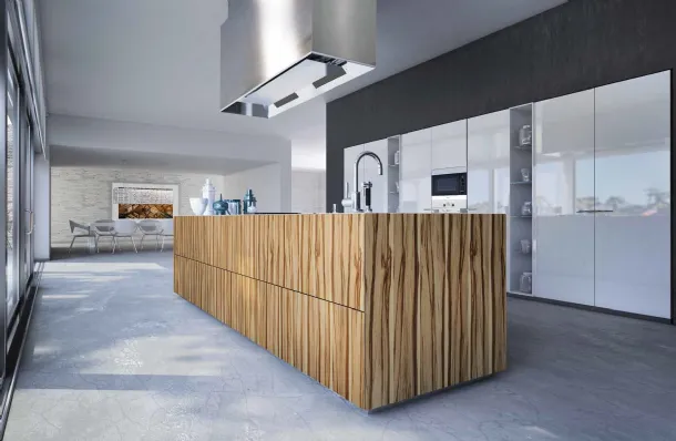 Cucina Design con isola Monolite Desert Wood di Scic