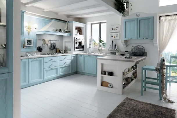 Cucina angolare in Muratura con penisola Everyday Anice Talcato di Callesella