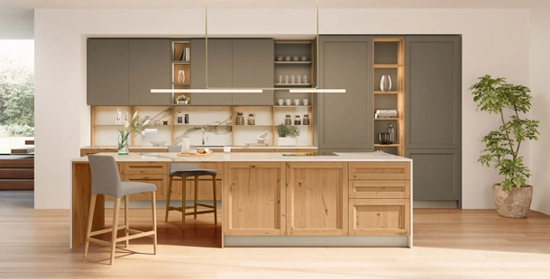 Cucina Moderna in rovere con penisola Milano 01 di Veneta Cucine