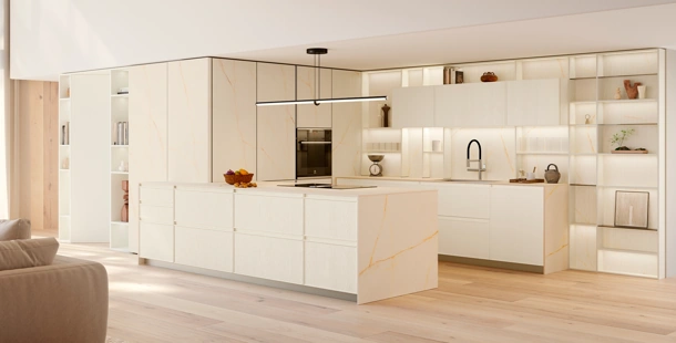 Cucina Moderna Sakura 13 in Frassino laccato Bianco di Veneta Cucine