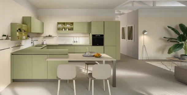 Cucina Moderna con penisola Start-Time J 01 di Veneta Cucine