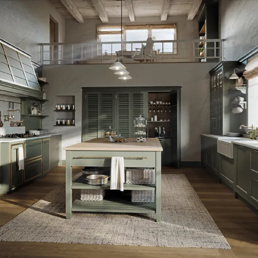 Cucina Shabby Chic in legno laccato Alma Rose di Marchi