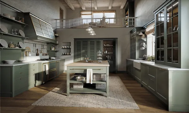 Cucina Shabby Chic in legno laccato Alma Rose di Marchi
