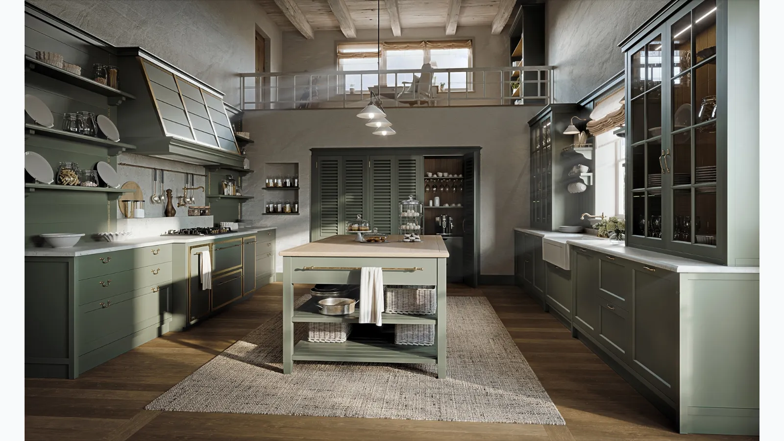Cucina Shabby Chic in legno laccato Alma Rose di Marchi