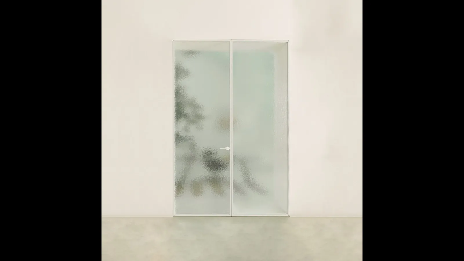 Porta per interni Aladin Double Swing Plain Duo in vetro con telaio in alluminio di Glas Italia