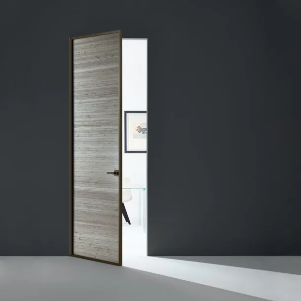 Porta per interni Sherazade Swing Plain in vetro con telaio in alluminio di Glas Italia