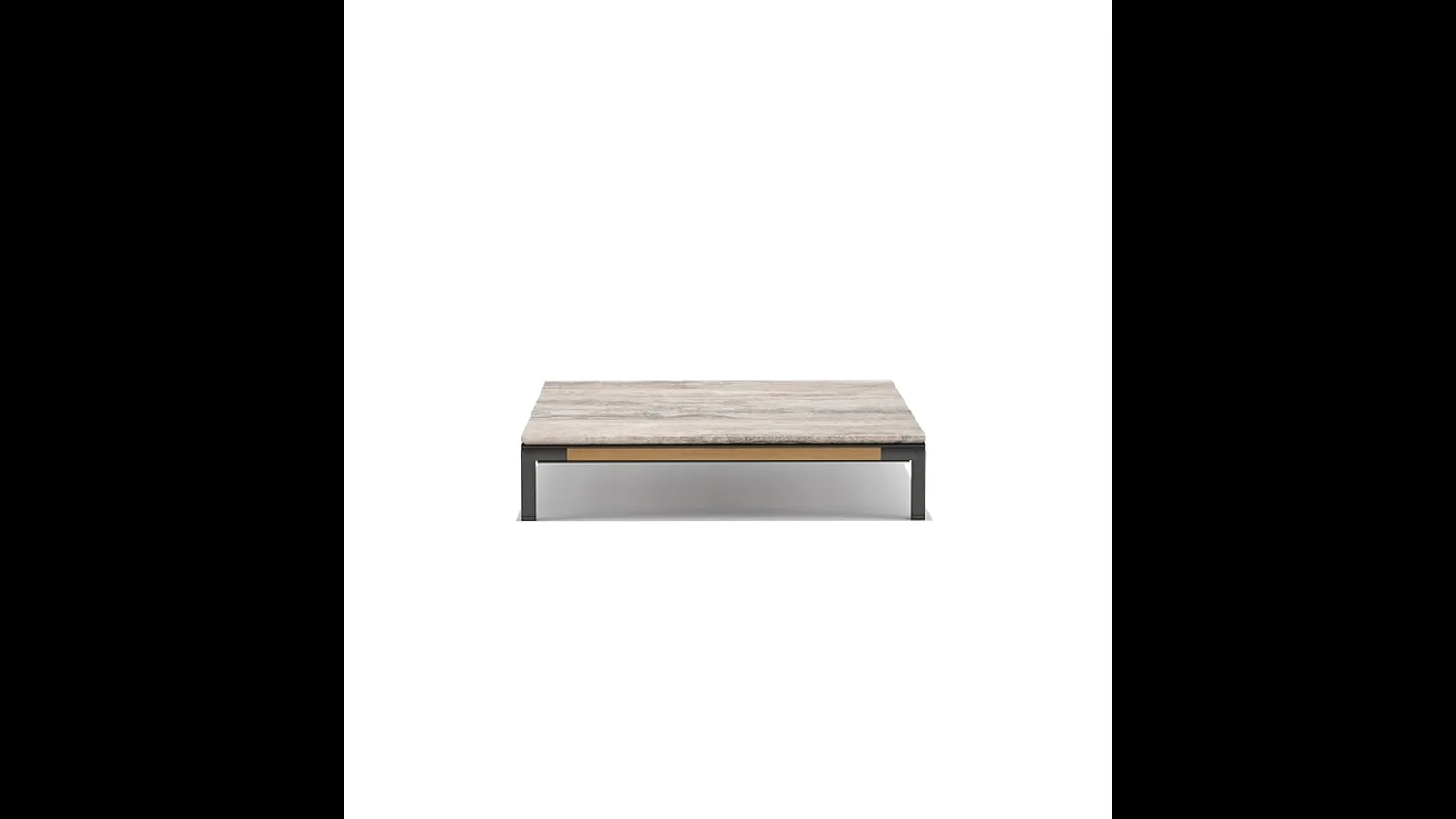 Tavolino Baia Coffee Table con piano in travertino e base in Teak di Ethimo