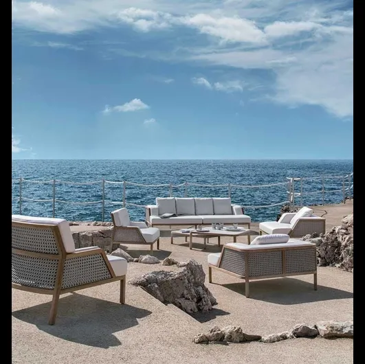 Salotto da esterno Grand Life in Teak e Rope Light di Ethimo